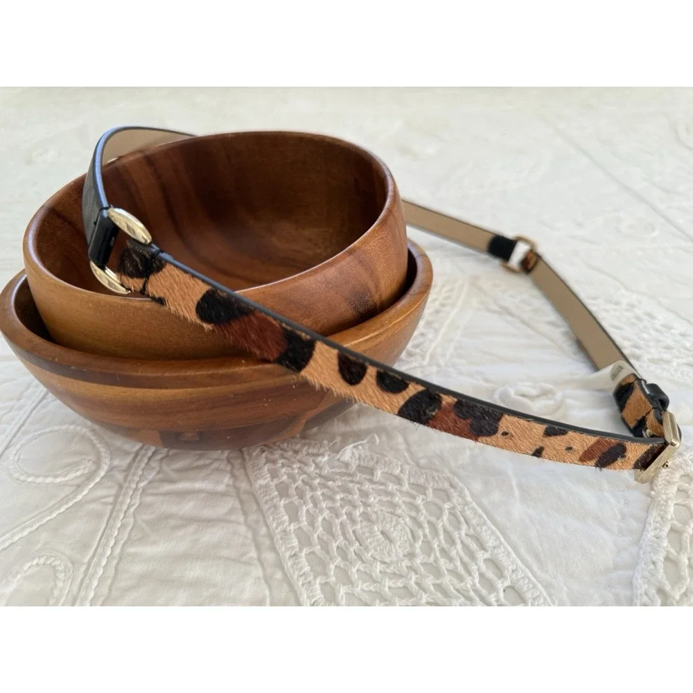 Banana Republic Dyed Calf‎ Hair Faux Leather Brown Skinny Belt Leopard Print XS